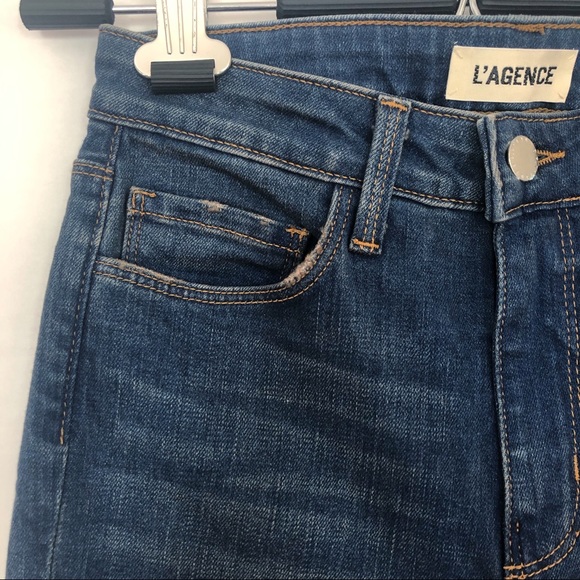 NWT L’AGENCE Blue High Rise Skinny Jeans Medium/Dark Wash Size 25 New - Picture 10 of 11